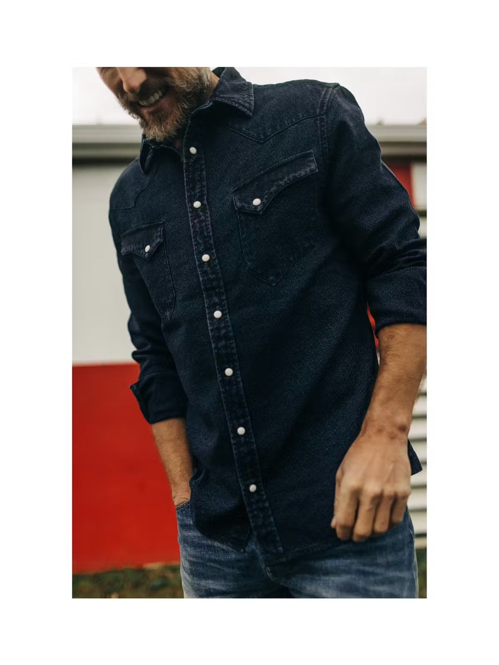 Taylor Stitch Western Shirt In Indigo Crepe Size 42 / Medium! - Picture 16 of 16